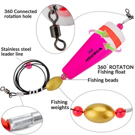 THKFISH Floats Fishing Floats Fishing Floats Set of 4 Popping (Pink, 5 inches)