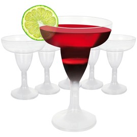 60PCS Plastic Margarita Glasses Disposable Neon Cocktail Cups 5oz Plastic Glasses For Party, 150ml Clear Stemless Party Champagne Cups Bulk, Cinco De Mayo Party Decoration for Fun Taco, Mexican Theme