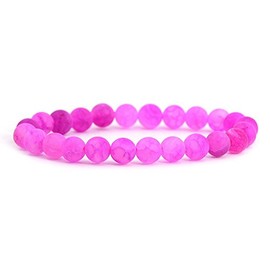 Pink Weathered Agate Gemstone 8mm Round Beads Stretch Bracelet 7" Unisex