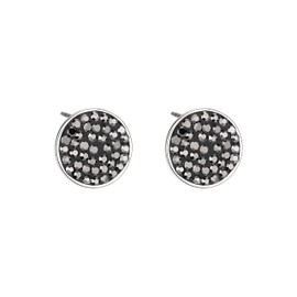 auren-Spencer Moon and Star Stud Earrings for Women Dainty Silver Plated Black Crystal Round Square Triangle Earrings Studs Crescent Moon Star Earrings for Women Girls Minimalist Jewelry (Round Stud Earrings)