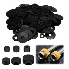 JRYGAC Pack of 120 Rubber Flat Washers, Flat Rubber Seal, Flat Washers, for Household Appliances, Taps, Screws Bolts (Black)
