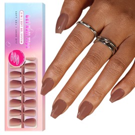 Sxvme Uñas Postizas De Gel En Forma De Ataúd Cortas, Uñas Postizas De Gel Suaves, 300 Unidades, Uñas Postizas De Gel Precoloreadas En Color Malva, Uñas Postizas De G Ataúd Corto Color Malva 0,3 Onza