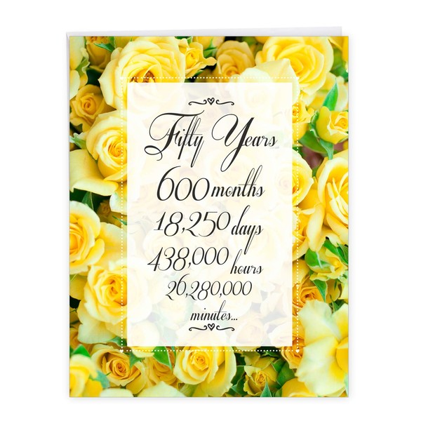 NobleWorks - Jumbo 50th Anniversary Card from All of Us (8.5 x 11 Inch) - Big Milestone Card for Wedding Anniversary, Married for 50 Years - Year Time Count 50 J9092MAG-US