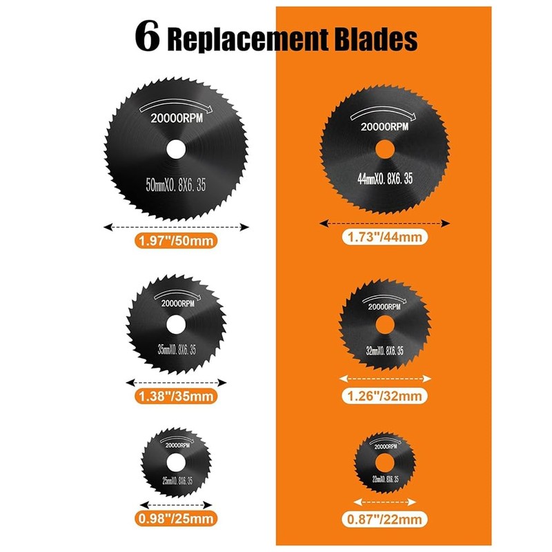 Giyofom Trennrad für Bohrmaschine, Trennscheiben für Rotationswerkzeuge mit 6 Stahlsägeblättern,