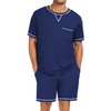 SWOMOG Men Modal Pajamas Set Comfy Sleepwear Short Sleeve Pjs