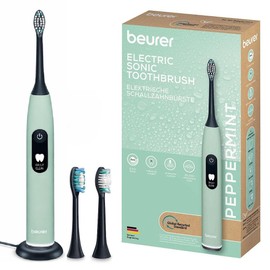 Beurer SC 50 - Cepillo de dientes eléctrico sónico con 5 modos de cepillado y sensor de presión, 80.000 vibraciones, pantalla con indicador de tiempo de cepillado, incluye 2 cabezales de cepillo