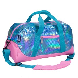 Wildkin Kids Overnighter Duffel Bags for Boys & Girls, Perfect for Early Elementary Sleepovers Duffel Bag for Kids, Carry-On Size & Ideal for School Practice or Overnight Travel Bag (Mermaid Scales)