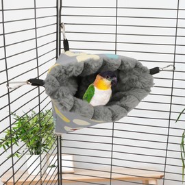 Wontee Bird Nest House Winter Warm Hanging Hammock Bird Bed Snuggle Hut for Parakeets Budgies Caique Conures Cockatiels (Medium, Grey)