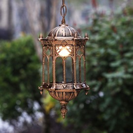 AngelcityCC Outdoor Pendant Light Fixture, Farmhouse Exterior Hanging Lights with Adjustable Chain, Antique Bronze Hanging Lantern for Front Door Entry Porch Garden Garage