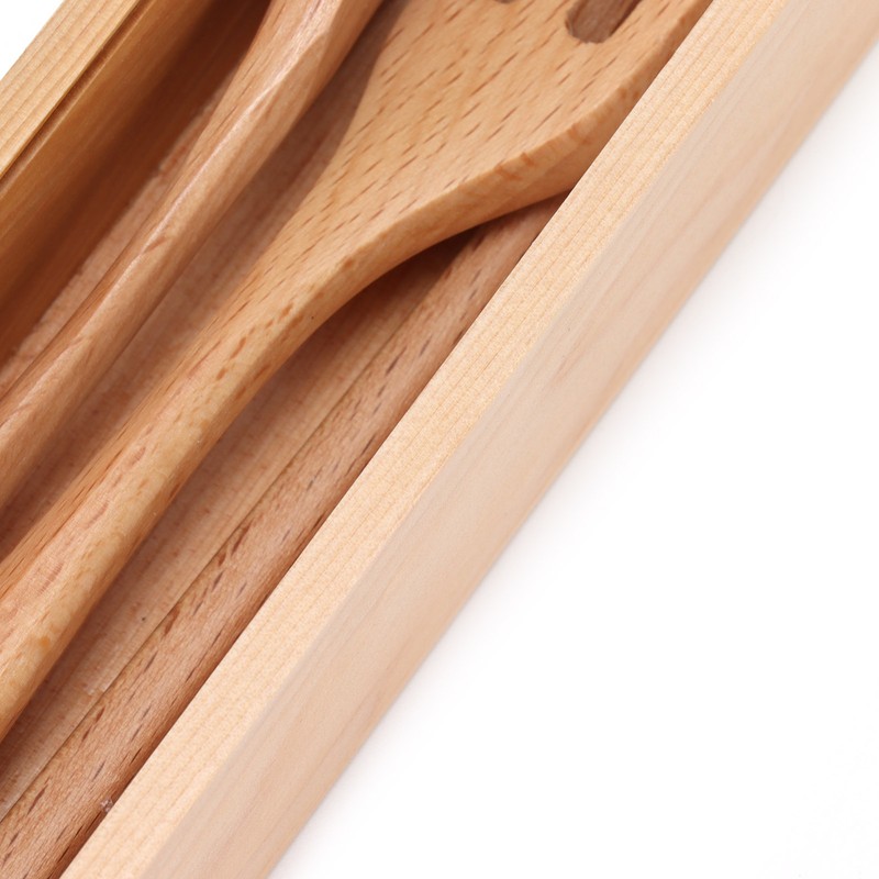 4Pcs/Set Chopsticks and Spoon Set Portable Wooden Tableware with Box