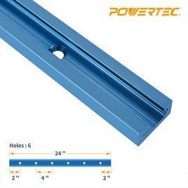 POWERTEC 71118 Double-Cut Profile Universal T-Track with Predrilled Mounting Holes(2-Pack), 24"