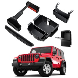 BANKKY 5PCS Center Console Organizer for 2018-2023 Jeep Wrangler JL JLU and Gladiator JT Accessories, Gear Shift Tray, Hanging Storage Box, Armrest Hidden Box, Passenger Side Grab Bar Tray, Not for JK