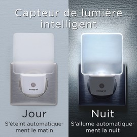 Integral LED Night Light Socket, Pack of 3, Night Light with Motion Sensor, Dusk to Dawn Photocell Sensor, Car Sensor for Hallways, Stairs, Bedroom, Landings, Children's Room, Baby, Kitchen