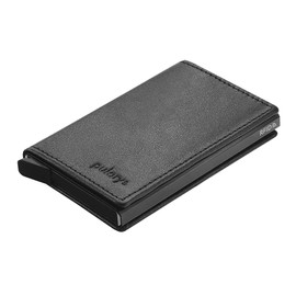 PULARYS - YOGA Wallet - Made of Italian Leather - RFID Protection - Holds up to 8 Cards - Gradual Ejection Mechanism - For Men & Women - Minimalist Design - Black Colour
