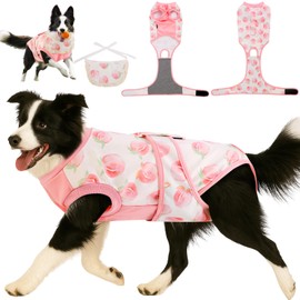 Soft Dog Surgery Recovery Suit for Female/Male Spay/Neuter, Bandana Set Included, E-Collar Cone Alternative, Large Dogs Onesie Full Body Surgical Suits After Spayed Neutered, Medical Pet Bodysuit, L