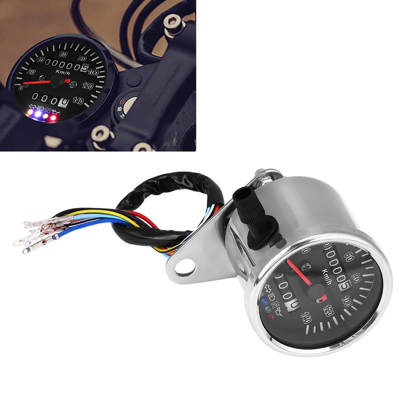 65mm Black Face LED Mechanical Motorcycle Speedometer Odometer Gauge with