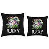 Cute Unicorn Shamrock St Patricks Day Unicorn Lepricorn Throw Pillow