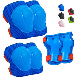 Kids Protective Gear Set Wemfg Knee Pads for Kids 3-8 Years Toddler Knee and Elbow Pads with Wrist Guards 3 in 1 for Skating Cycling Bike Rollerblading Scooter（BlueRed）