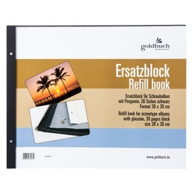 goldbuch 83077 Replacement Pad for Screw Album, 30 Black Pages with Glassine Dividers, Suitable for Photo Album with a Size of 39 x 31 cm, Refill Pack for Photo Albums
