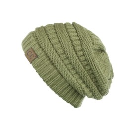 C.C Trendy - Gorro de punto trenzado grueso y suave y elástico, Dark Sage, One Size