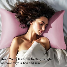 Super Soft Silky Satin Pillowcases for Hair and Skin, Pack of 2, Modern Rectangular Breathable Pillowcases with Envelope Closure (Rose, 40 x 80 cm, 2 Pieces)