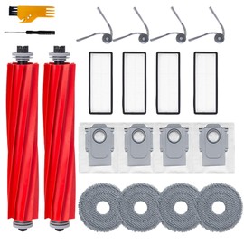 Pmosata 20-Piece Replacement Parts Kit for Roborock QV35A/QV35S, QR798/QR598 Robot Vacuums Includes: 2 Main Brushes 4 Filters 4 mop Pads 4 Side Brushes 4 dust Bags 2 Tools
