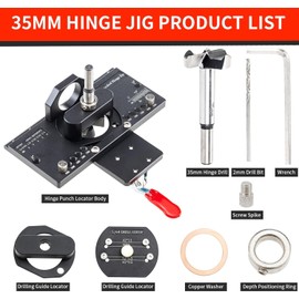 Concealed Positioning Hinge Hole Punch,35mm Hidden Hinge Jig - Aluminum Alloy Quick Punch Tool for Cabinet Doors, Adjustable European/American Hinge Drill Guide