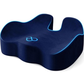 SofterCharm Seat Cushion with Carry Handle, Memory Foam for Tailbone/Sciatica Easing, Chair Cushions for Cars, Desks, Office Chair Cushion with Non-Slip Design, Ideal for Post-Surgery Recovery (Blue)