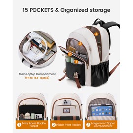 LOVEVOOK School Backpack for Girls Boys,Bookbag for Teen with Pouch Pocket for Large Capacity Cup, Waterproof School Bookbag, Preppy Backpack Travel Daypack with 15.6 inch Laptop Compartment