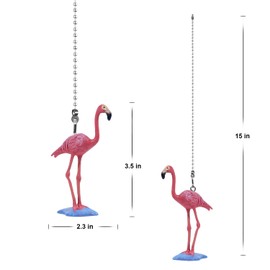 Dotlite Flamingo Ceiling Fan Pull Chain,Cute Realistic Flamingo Animal Fan String Pulls Charm Extension Decorative,12in 3mm Diameter Beaded Fan Light Pull Chains Extender Ornament for Kids Room