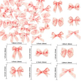 Ephlyn 54Pcs Pink Bow Party Decorations Cupcake Toppers Edible Cute Bow Decorations for Party Cupcake Picks Decor Coquette Bow Themed Party Supplies for Girls Women
