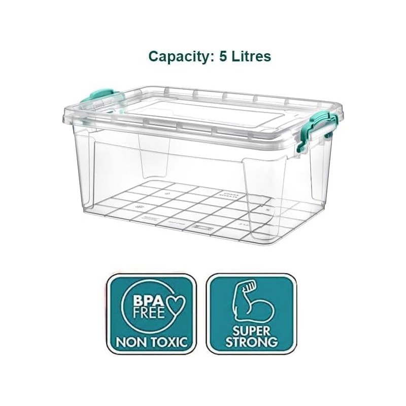 Best House | Plastic Storage Box with Clips & Lid