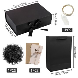 Gift Box with Lid, Gift Box with Bow, Gift Box with Box, Bag, Ribbon, Light, Magnetic Gift Box with LED Light for Wedding, Birthday, Valentine's Day