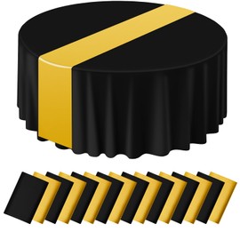Bgtecho 16Pcs 84" Round Plastic Tablecloth 12 x 108 Satin Table Runners Set