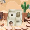 FWQJY Wood Hamster Hideout House Habitat Wooden Maze Hide Hut