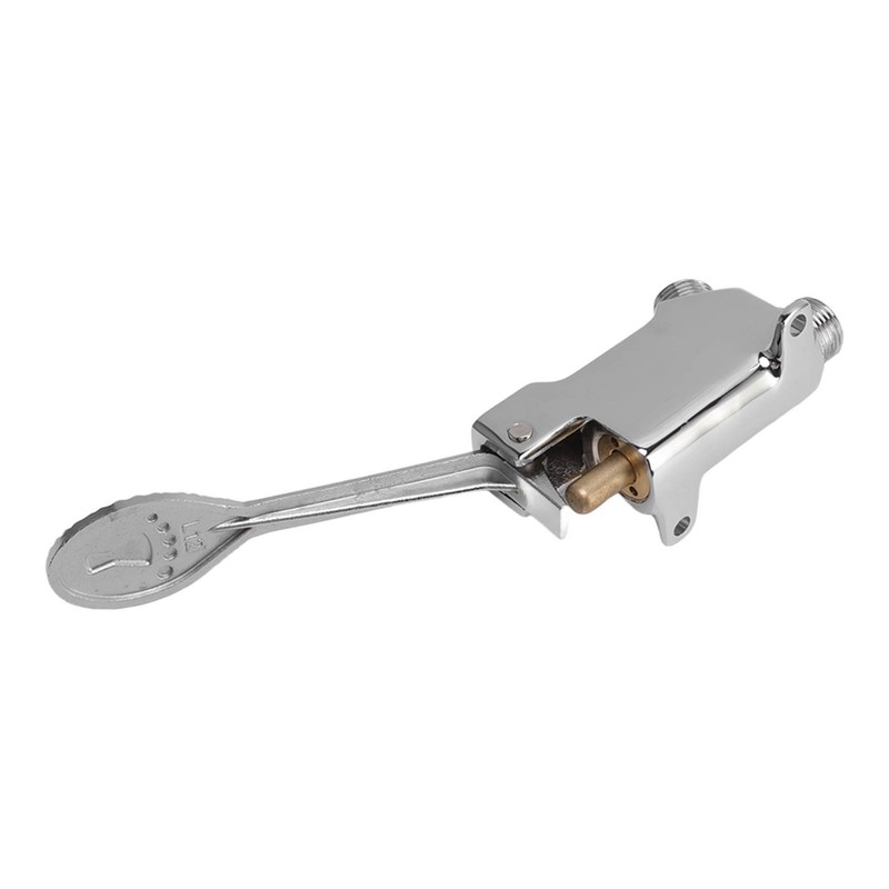 Faucet Foot Pedal Valve Silver Stainless Steel Water Saving Floor