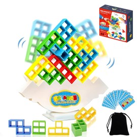 BOJOOM - 64pcs Tetris Tower Balance Game con Bolsa, Juguetes de Apilamiento de Equilibrio, Bloques de Construcción de Equilibrio de Descompresión, Regalos para Niños 5-15 Intelligence Educativo