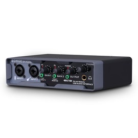 BOMGE USB Audio Interface(24 bit/192 kHz) with XLR, phantom power, Direct Monitoring, Loopback for PC Recording, Streaming,Guitarist, Vocalist,and Podcasting