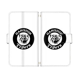 Sumatsu miraie f KYV39 Compatible Case Notebook Type Suma Bar Card Holder Hanshin Tigers Goods Tiger Character Stand Strap Hole Shock Resistant Stylish Miraie au KYV39 (N. Team Logo (White x Black)