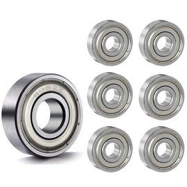 6 pieces 608 ZZ ball bearings, 8 mm x 22 mm x 7 mm, metal double shielded miniature deep groove ball bearings for skateboard, scooter, inline skates, suitable for ABEC bearings