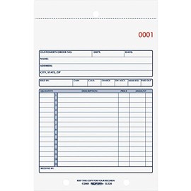 Rediform Sales Book, 15 Lines, Two-Part Carbonless, 5.5 x 7.88, 50 Forms Total