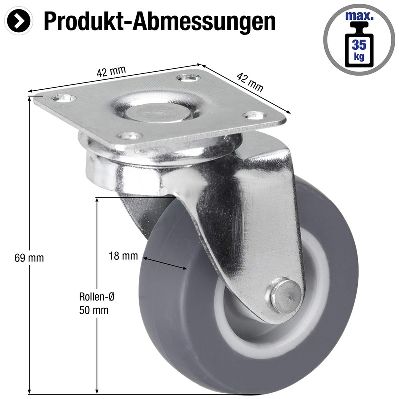 Meister Swivel Castor ✓ ✓ Rubber Wheels ✓ Soft Tread