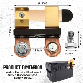 2 Pack Top Post Knife Blade Master Switch Side Post Battery Disconnect Switch 12V/ 24V 250/750 Amps Battery Cut Off Switch for Auto Car RV Boat Truck (Side Post Negative)