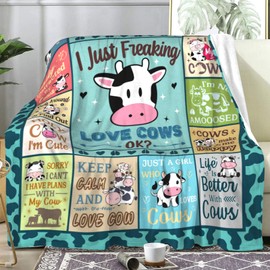 Bonita manta de vaca para niñas y mujeres, regalos de vaca para amantes de las vacas, mantas de vaca y mantas de vaca regalos de cumpleaños de Navidad para niños, adolescentes, niñas, adultos y