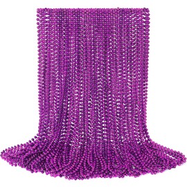 VLUV 36Pcs Purple Mardi Gras Beads Necklaces, 33 Inch Beaded Necklace, Mardi Gras Accessories Purple Party Supplies for Festival Parade Throw Carnival Theme Party Decorations Holiday Gathering Decor