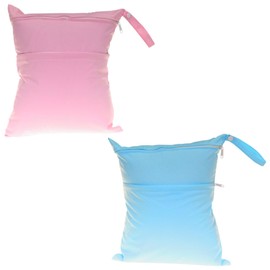 Guyode 2 Stück Wetbag Doppelreiß Verschluss-Design Windeltasche Wasserdicht wasserdichte Tasche Wiederverwendbar für Erwachsene und Kinder Schwimmen Camping Reisen Fitness (Himmelblau, Rosa)