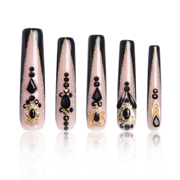 LOVFUL Press on Nails Obsidian Palace Black French Tip |