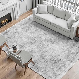 VEVOR 9 x 12 ft Area Rug Large Washable Boho Rug Non-Slip and Tear-Resistant Soft Carpet Pet & Child Friendly Bohemian Area Rugs Indoor Mat for Bedroom Living Room Kids Room Office Gray