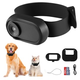 1080P HD Cat Collar Camera, Cordless Dog Collar Camera with Charging Dock, 170° Wide Angle & 32GB SD Card, Mini Sport Action Cam for Video Records and Photos, Pet Camera for Cats Dogs Pet Gifts