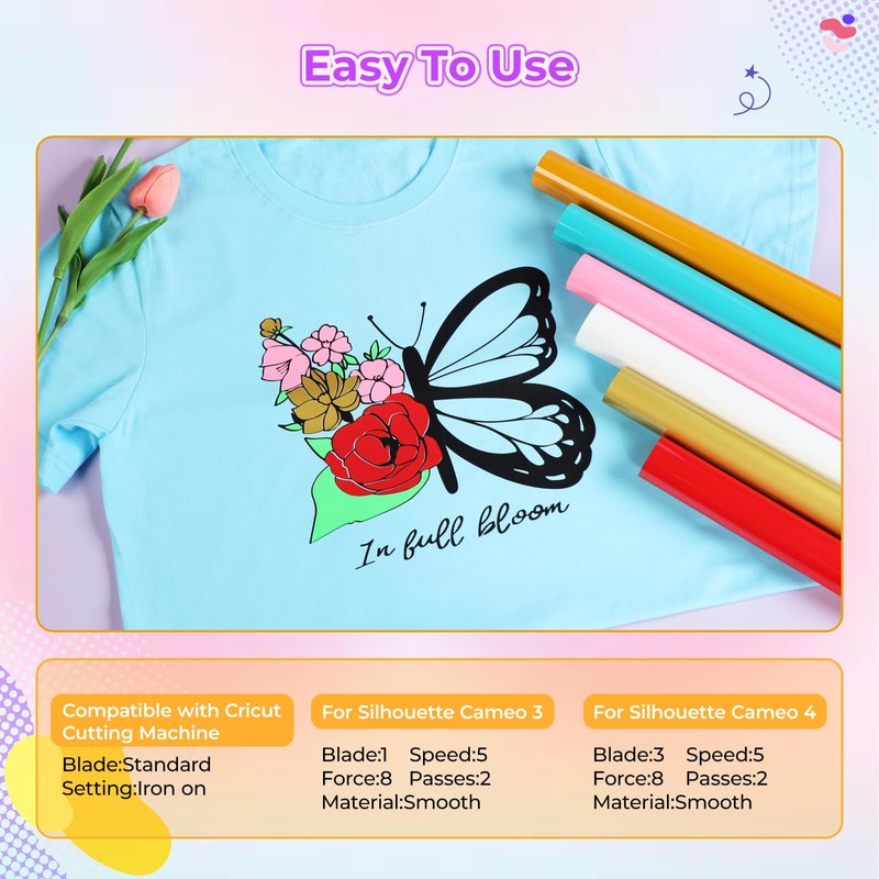 HTVRONT Heat Transfer Vinyl - 25 Packs HTV Vinyl for